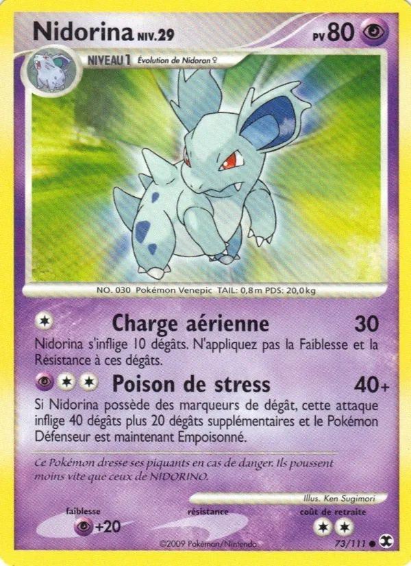 Carte Pokémon Nidorina Niv. 29 73/111 de l'extension Rivaux Émergeants