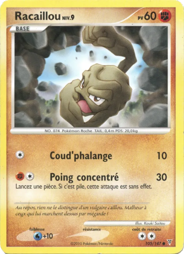 Carte Pokémon Racaillou 105/147 de l'extension Vainqueurs Suprêmes