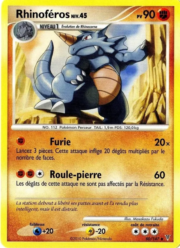 Carte Pokémon Rhinoféros 80/147 de l'extension Vainqueurs Suprêmes