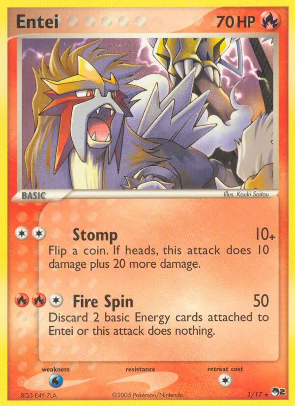 Carte Pokémon Entei 1/17 de l'extension POP Série 2