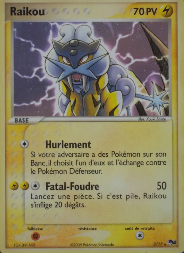 Carte Pokémon Raikou 3/17 de l'extension POP Série 2