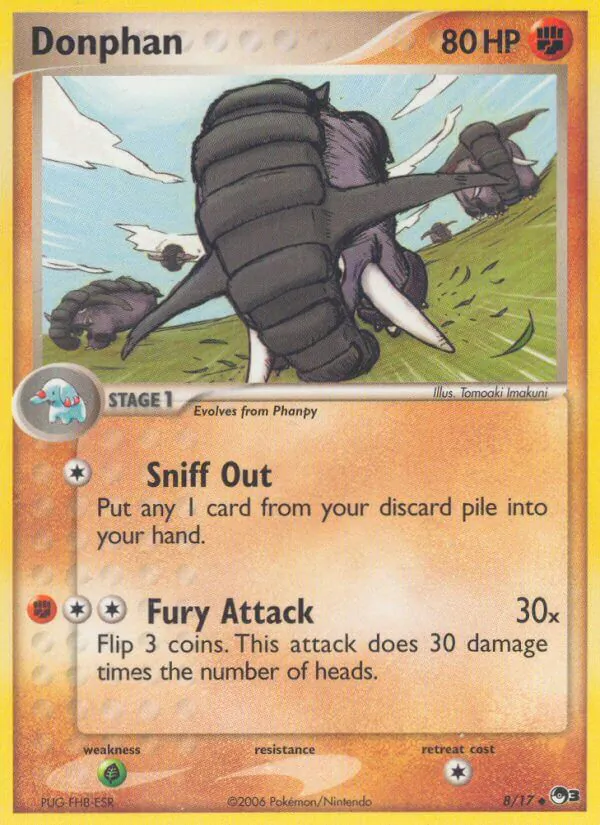 Carte Pokémon Donphan 8/17 de l'extension POP Série 3