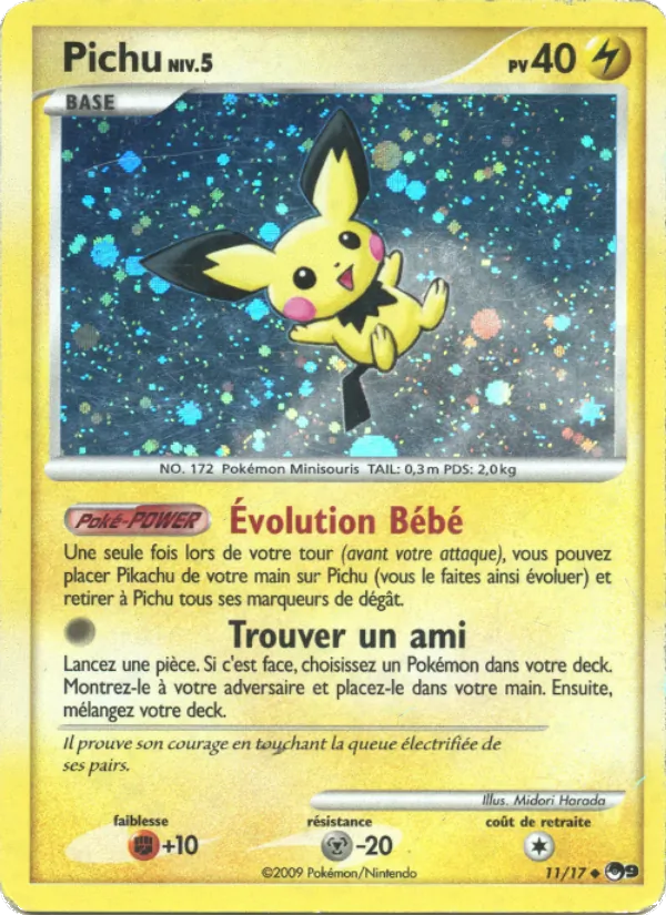 Carte Pokémon Pichu 11/17 de l'extension POP Série 9