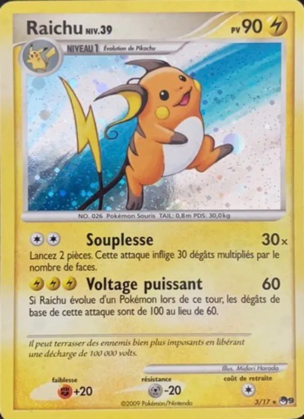 Carte Pokémon Raichu 3/17 de l'extension POP Série 9