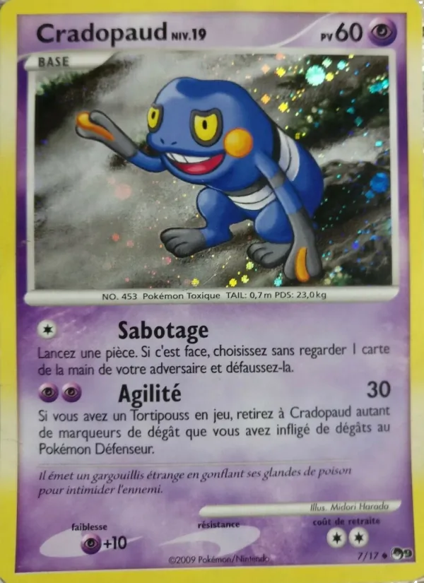 Carte Pokémon Cradopaud 7/17 de l'extension POP Série 9