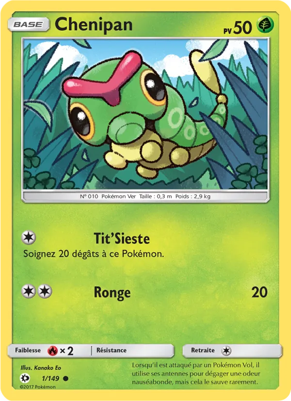 Carte Pokémon Chenipan 1/149 de l'extension Soleil et Lune