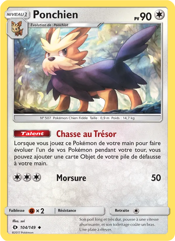 Carte Pokémon Ponchien 104/149 de l'extension Soleil et Lune