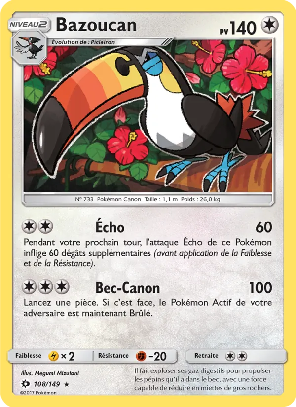 Carte Pokémon Bazoucan 108/149 de l'extension Soleil et Lune