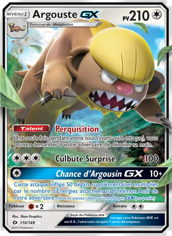 Carte Pokémon Argouste GX 110/149 de l'extension Soleil et Lune