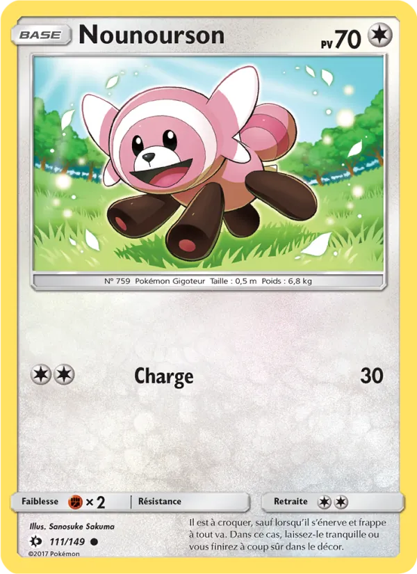 Carte Pokémon Nounourson 111/149 de l'extension Soleil et Lune