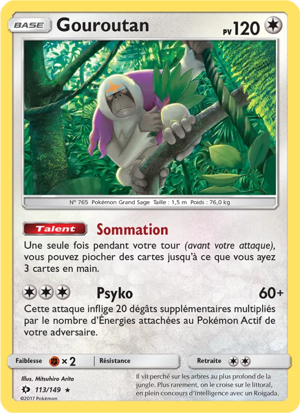 Carte Pokémon Gouroutan 113/149 de l'extension Soleil et Lune