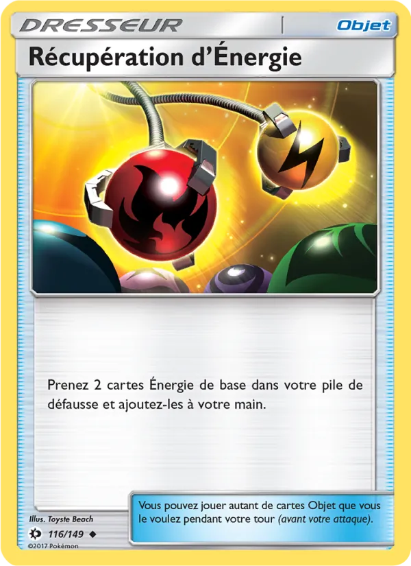 Carte Pokémon Récupération d’Énergie 116/149 de l'extension Soleil et Lune