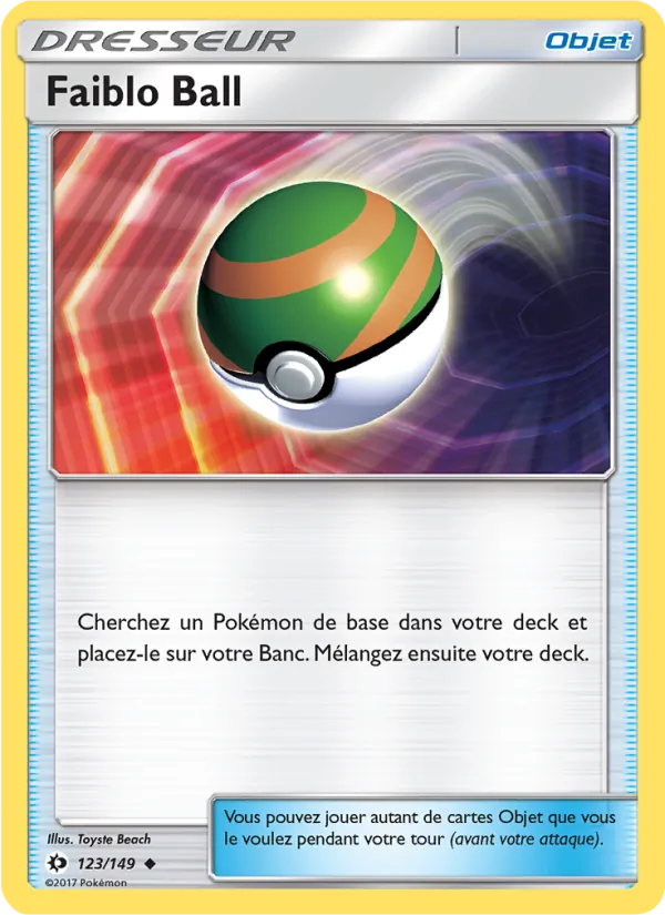 Carte Pokémon Faiblo Ball 123/149 de l'extension Soleil et Lune