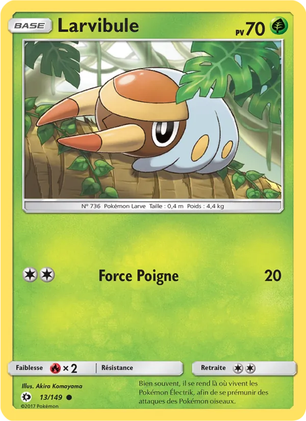 Carte Pokémon Larvibule 13/149 de l'extension Soleil et Lune