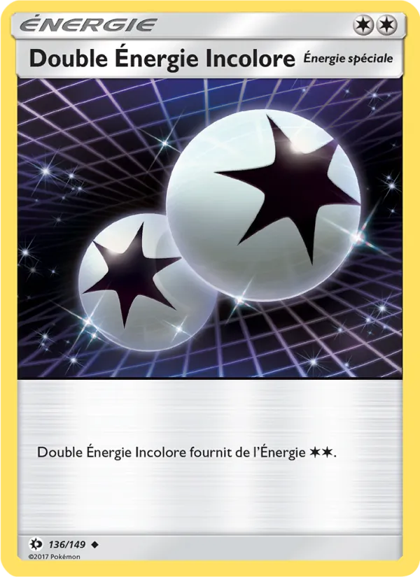 Carte Pokémon Double Énergie Incolore 136/149 de l'extension Soleil et Lune
