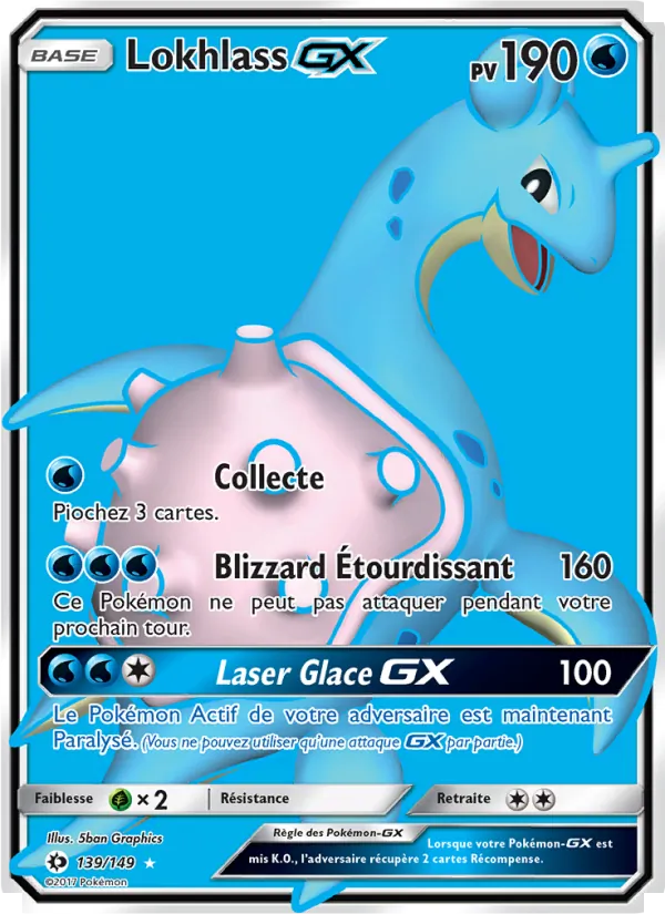 Carte Pokémon Lokhlass GX 139/149 de l'extension Soleil et Lune