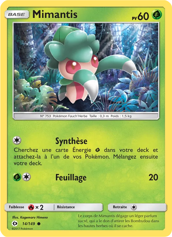 Carte Pokémon Mimantis 14/149 de l'extension Soleil et Lune