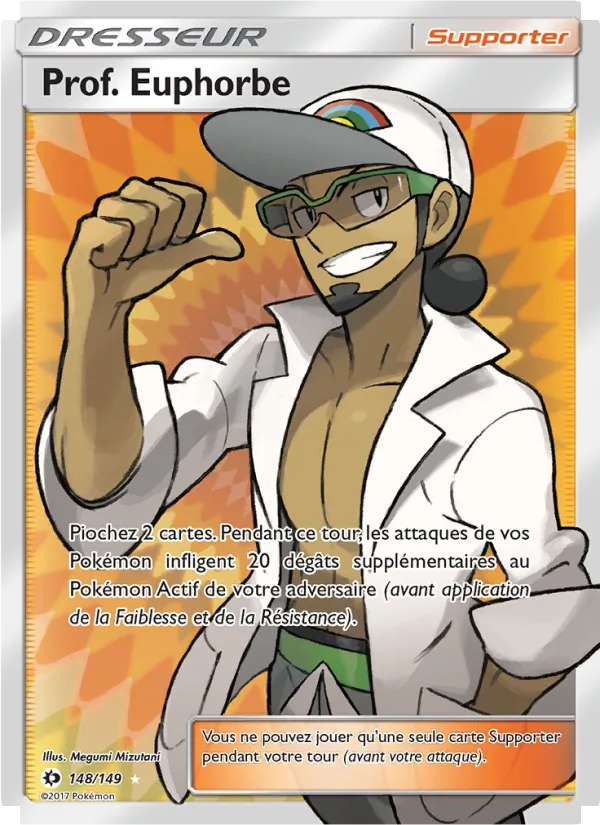 Carte Pokémon Prof. Euphorbe 148/149 de l'extension Soleil et Lune