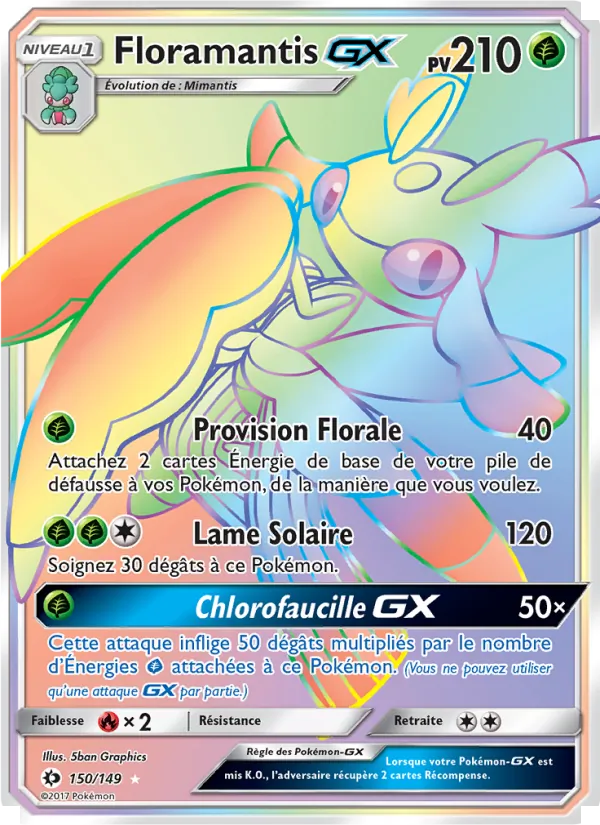 Carte Pokémon Floramantis GX 150/149 de l'extension Soleil et Lune
