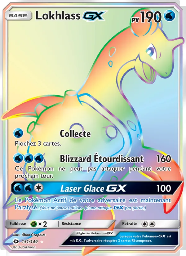 Carte Pokémon Lokhlass GX 151/149 de l'extension Soleil et Lune