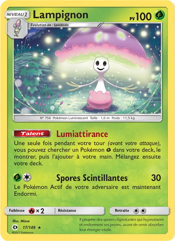 Carte Pokémon Lampignon 17/149 de l'extension Soleil et Lune