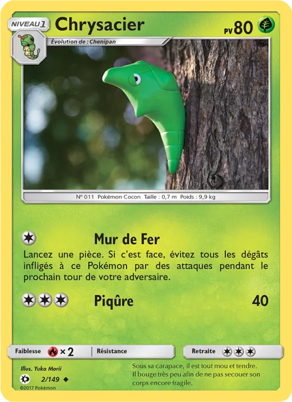 Carte Pokémon Chrysacier 2/149 de l'extension Soleil et Lune