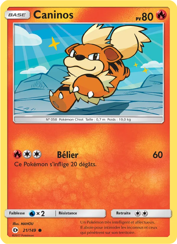 Carte Pokémon Caninos 21/149 de l'extension Soleil et Lune