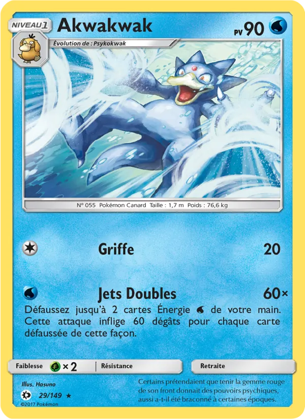 Carte Pokémon Akwakwak 29/149 de l'extension Soleil et Lune