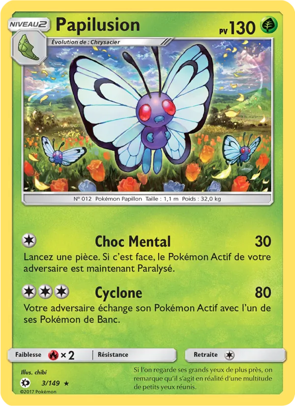 Carte Pokémon Papilusion 3/149 de l'extension Soleil et Lune
