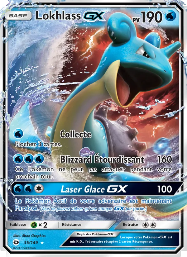 Carte Pokémon Lokhlass GX 35/149 de l'extension Soleil et Lune