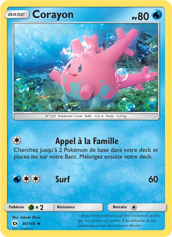 Carte Pokémon Corayon 36/149 de l'extension Soleil et Lune
