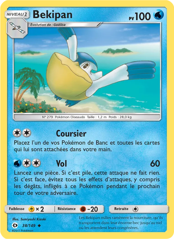 Carte Pokémon Bekipan 38/149 de l'extension Soleil et Lune