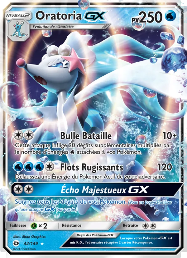 Carte Pokémon Oratoria GX 42/149 de l'extension Soleil et Lune