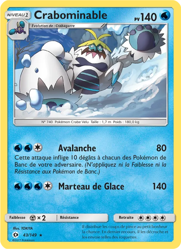 Carte Pokémon Crabominable 43/149 de l'extension Soleil et Lune