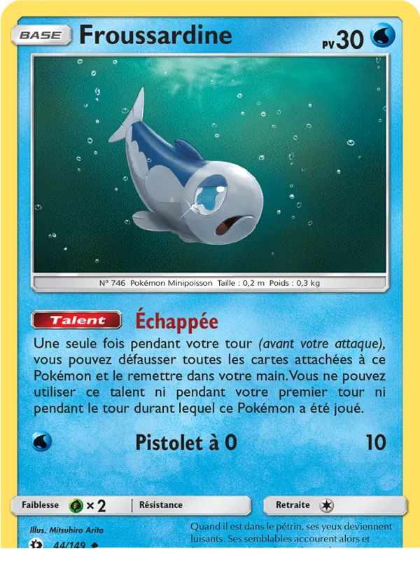 Carte Pokémon Froussardine 44/149 de l'extension Soleil et Lune