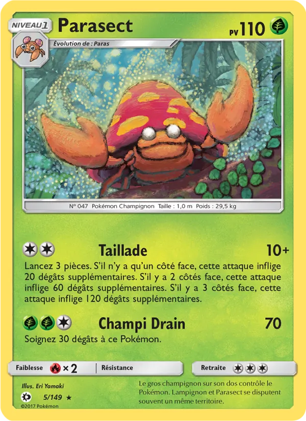 Carte Pokémon Parasect 5/149 de l'extension Soleil et Lune