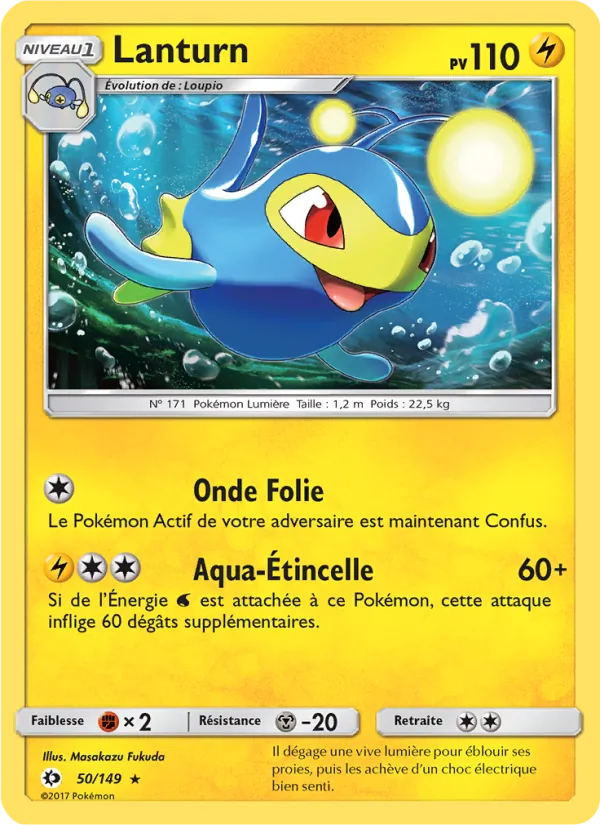 Carte Pokémon Lanturn 50/149 de l'extension Soleil et Lune