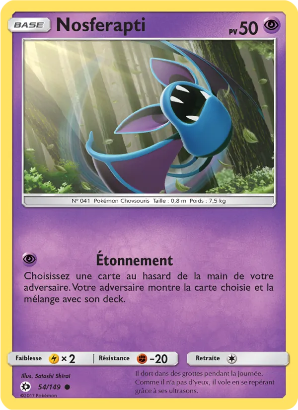 Carte Pokémon Nosferapti 54/149 de l'extension Soleil et Lune