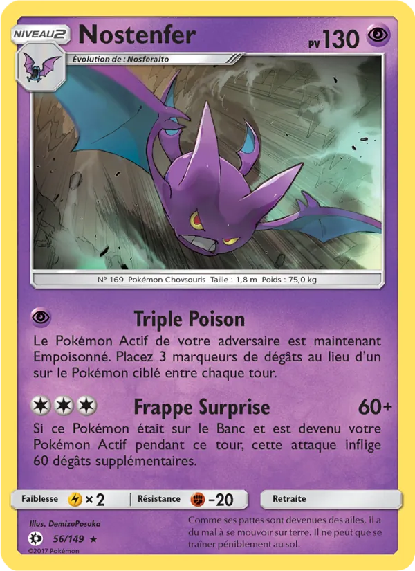 Carte Pokémon Nostenfer 56/149 de l'extension Soleil et Lune