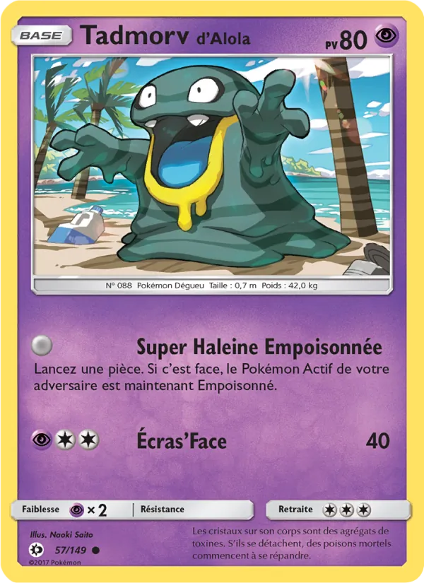 Carte Pokémon Tadmorv d’Alola 57/149 de l'extension Soleil et Lune