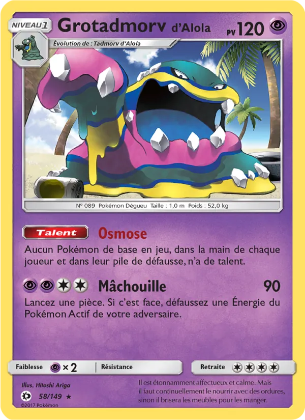 Carte Pokémon Grotadmorv d’Alola 58/149 de l'extension Soleil et Lune