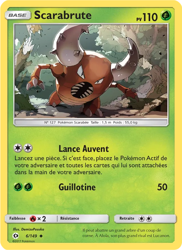 Carte Pokémon Scarabrute 6/149 de l'extension Soleil et Lune