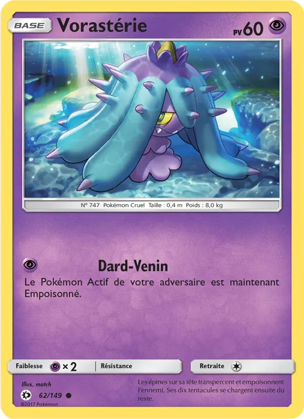Carte Pokémon Vorastérie 62/149 de l'extension Soleil et Lune