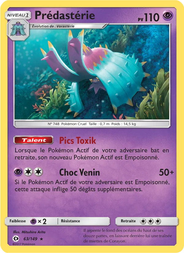 Carte Pokémon Prédastérie 63/149 de l'extension Soleil et Lune