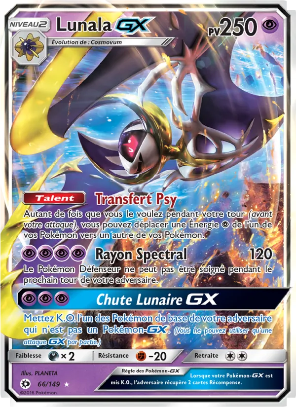 Carte Pokémon Lunala GX 66/149 de l'extension Soleil et Lune