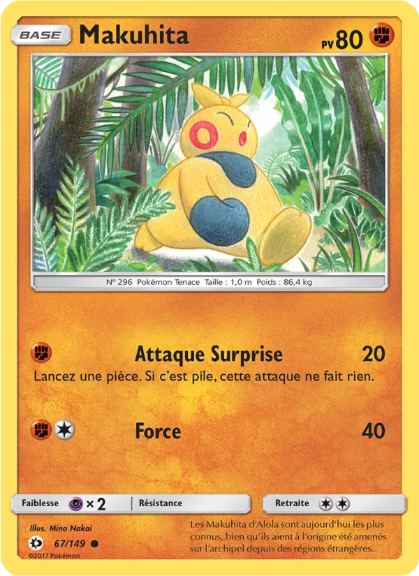 Carte Pokémon Makuhita 67/149 de l'extension Soleil et Lune
