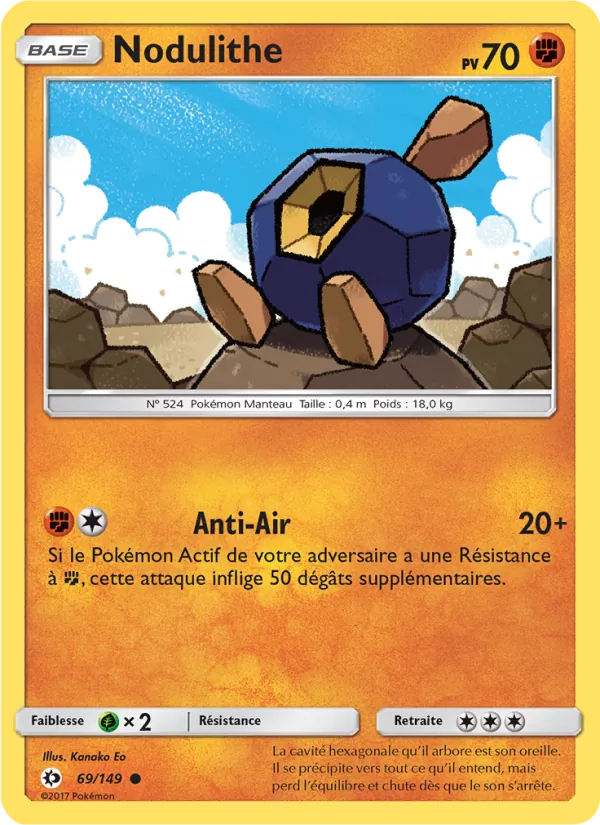 Carte Pokémon Nodulithe 69/149 de l'extension Soleil et Lune
