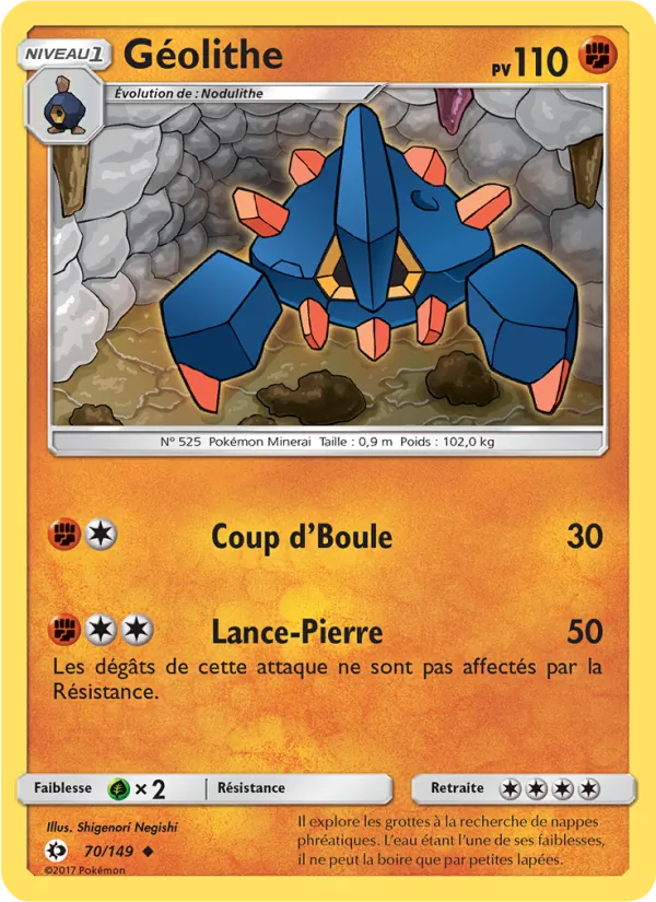 Carte Pokémon Géolithe 70/149 de l'extension Soleil et Lune