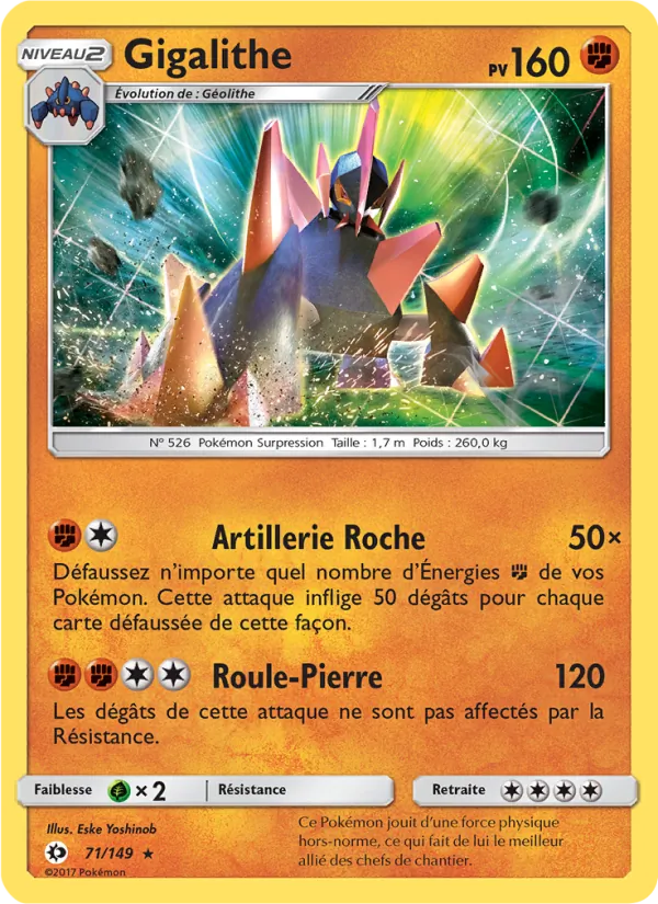 Carte Pokémon Gigalithe 71/149 de l'extension Soleil et Lune