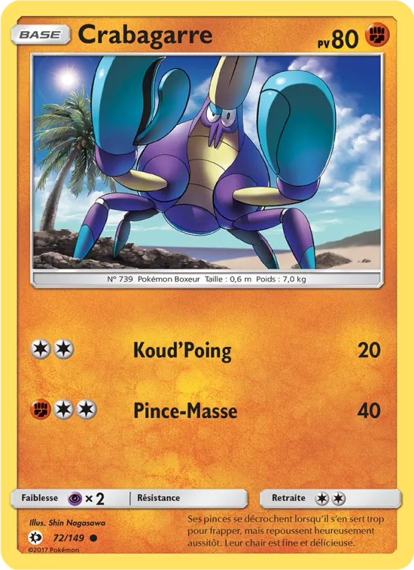 Carte Pokémon Crabagarre 72/149 de l'extension Soleil et Lune